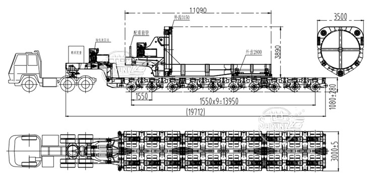 Windmill Blade Adapter with 10 Axle Modular Trailer for Sale - Shiyun Vehicle