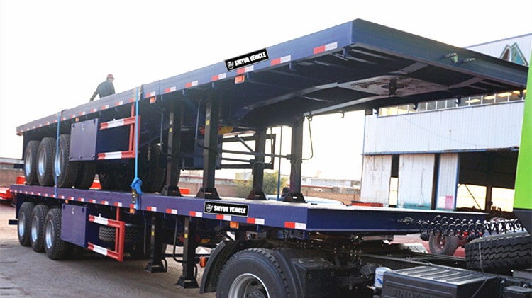 3 Axle Flatbed Rgn Extendable Trailer for Sale - Shiyun Vehicle